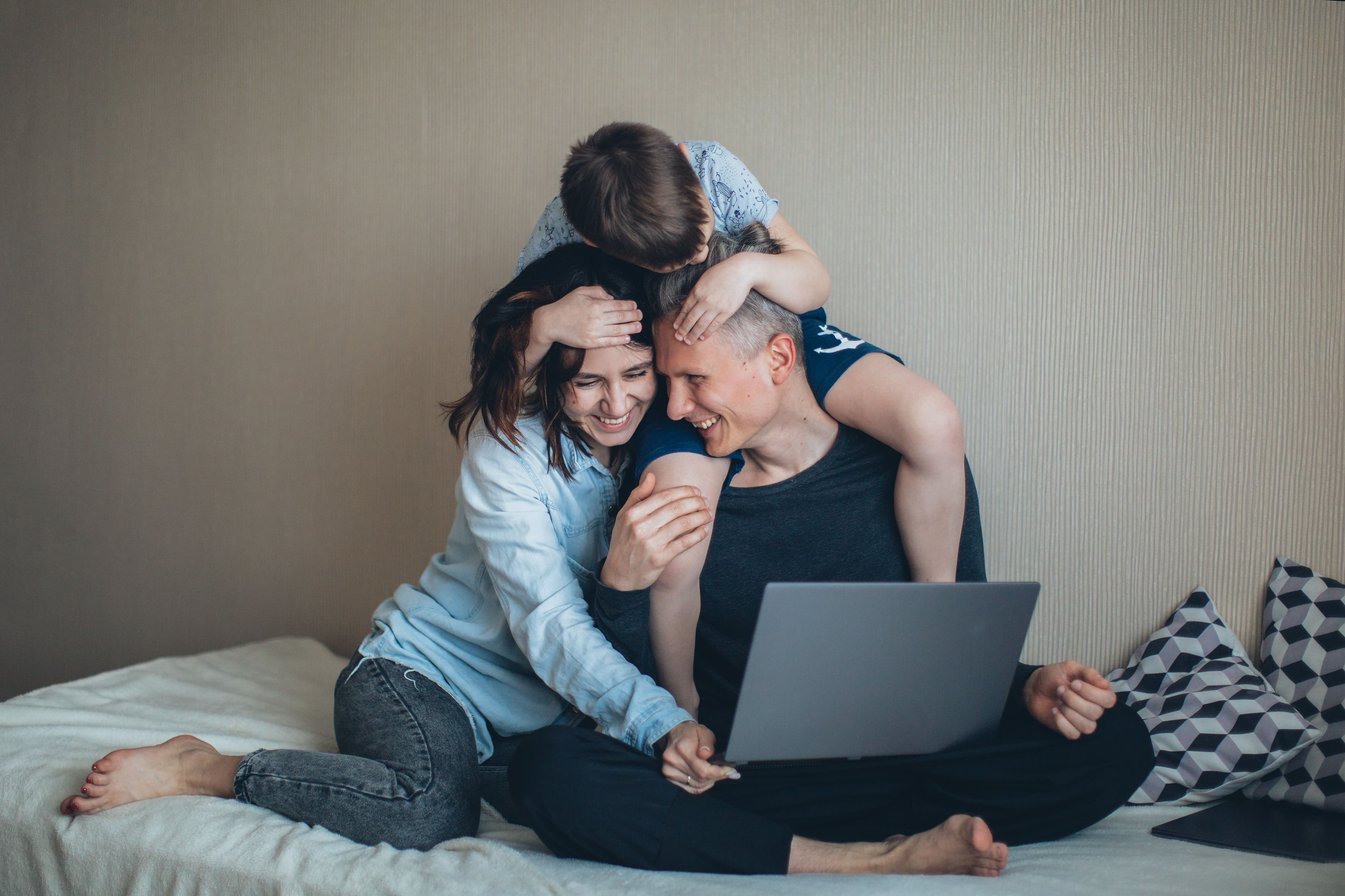 Family reviewing their life insurance options together at home